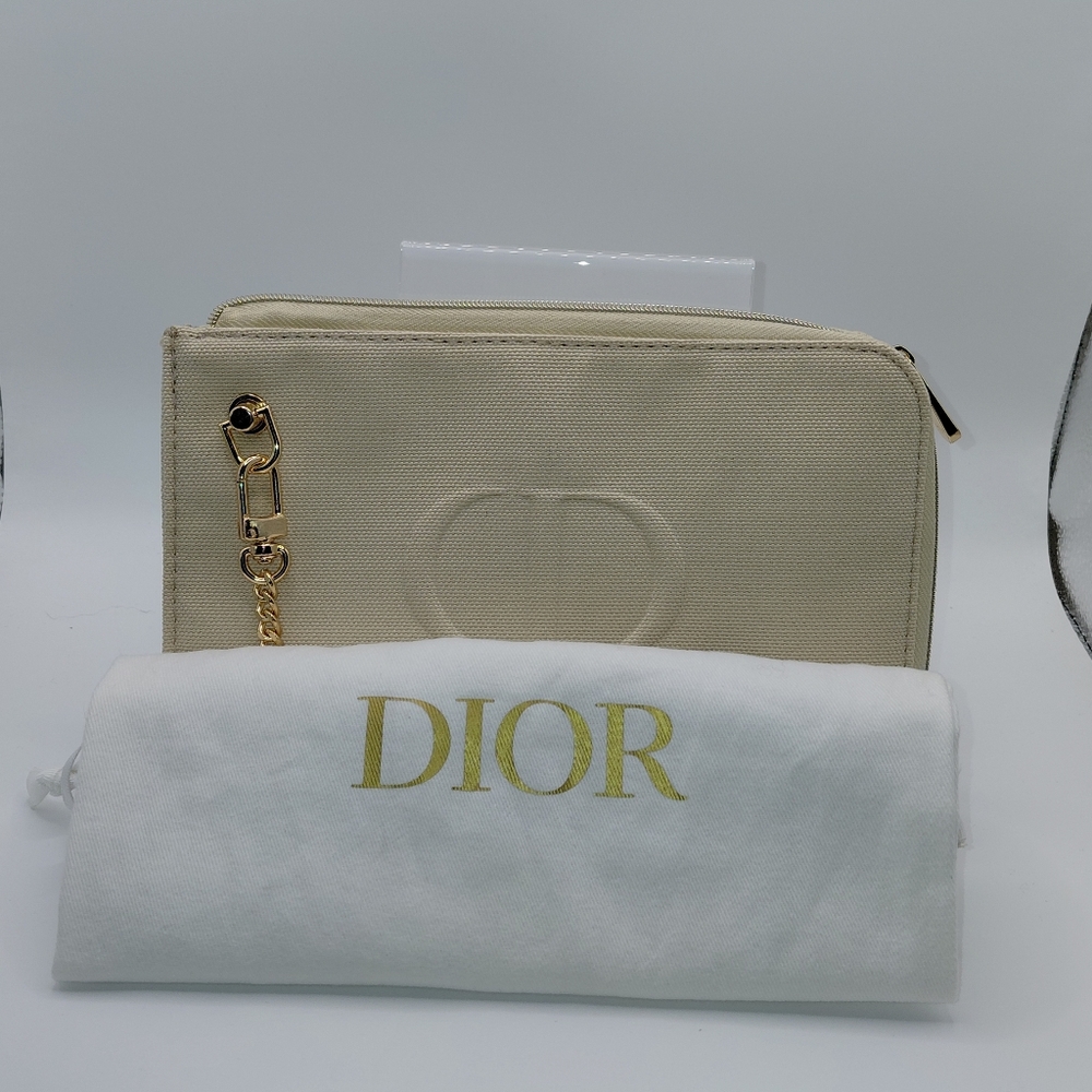Dior Cream Cosmetic Pouch Shoulder Bag W/ Chain
